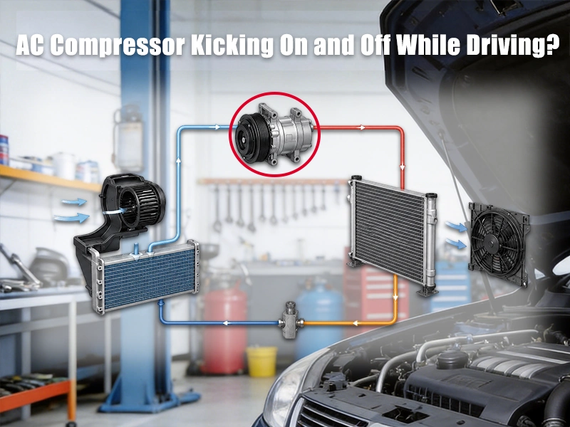 carโs AC compressor kicks on and off