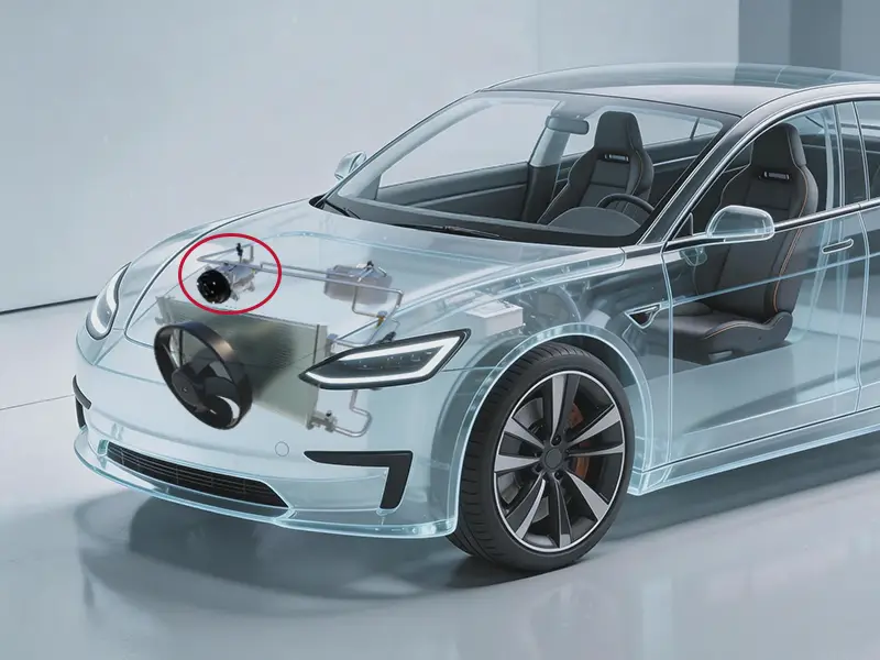 Picture showing the loction of ac compressor in a car