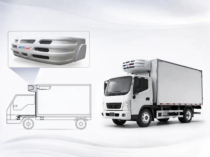 This picture shows the location of condenser assembly in the truck