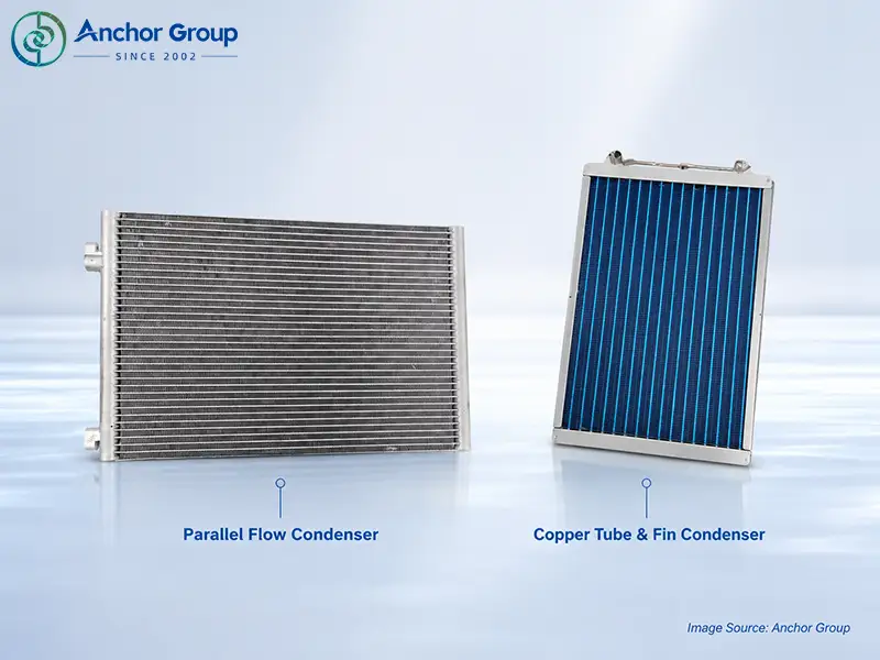 This picture shows two types of condensers