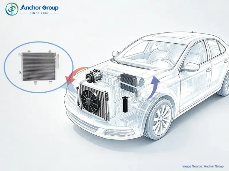 Location of the AC condenser in a car ac system